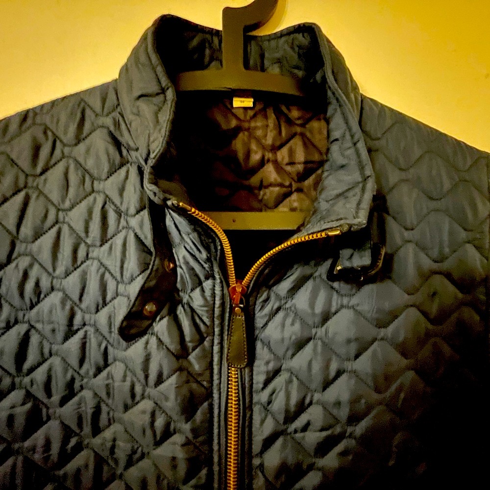 Burberry Blue Quilted Vest with Stand-Up Collar